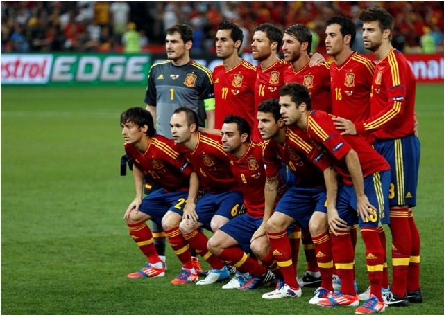 Team Spanyol vs Portugal EURO 2012